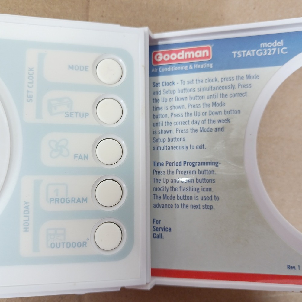 Goodman TSTATG3271C Programmable Digital Thermostat HVAC Air Conditioning Heat - Picture 3 of 4